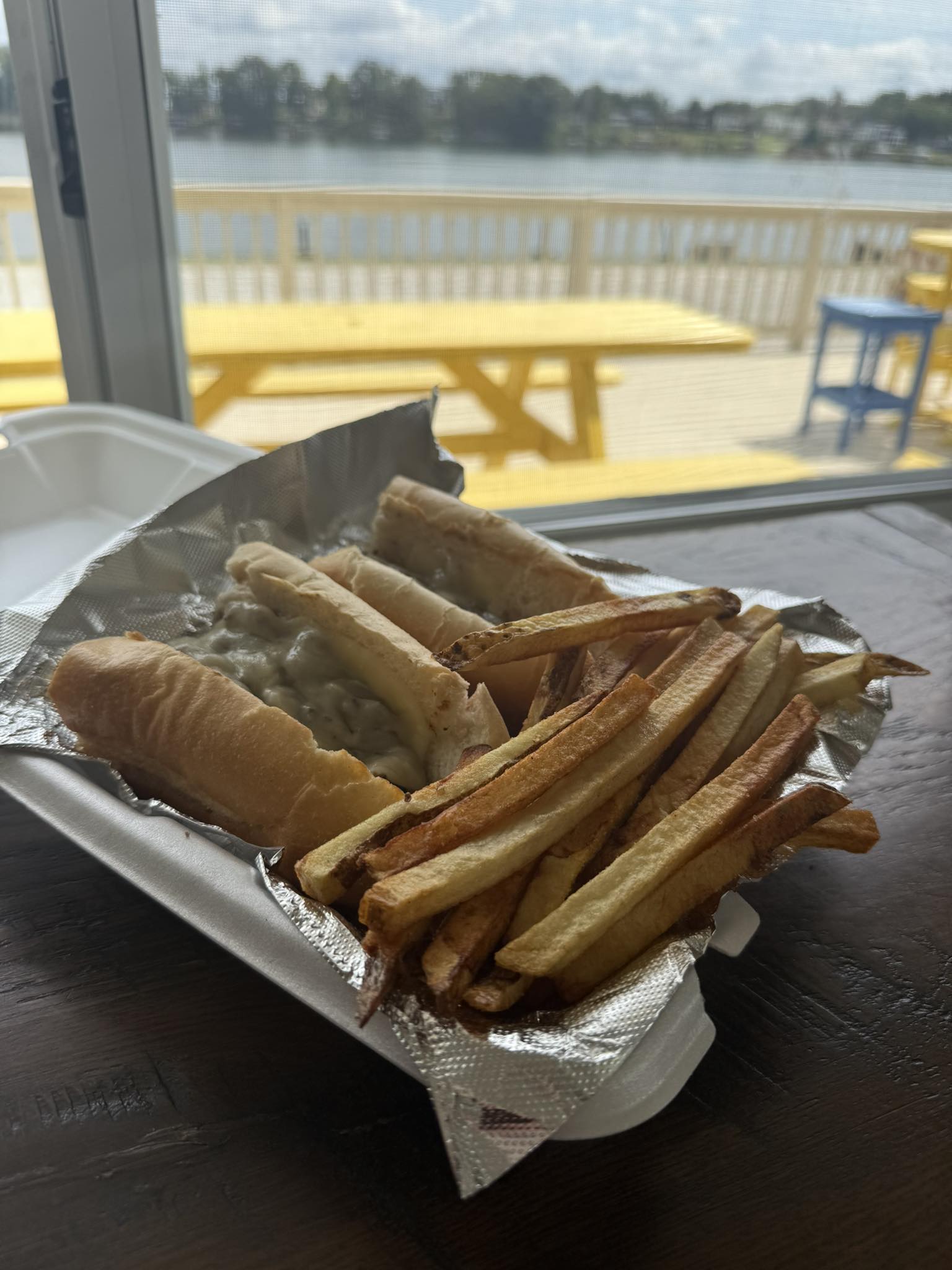 Food with lake view at Driftwood
